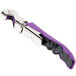 A Pulltap's Original purple and black bottle opener with a silver knife.