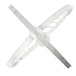 A close-up of a Hobart Legacy tinned metal wing whip with a cross-shaped end.