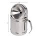 A polished stainless steel Franmara wine tasting spittoon with a handle.