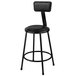 A National Public Seating black lab stool with a black padded seat and backrest.