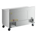 A large white Beverage-Air worktop refrigerator with wheels.