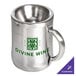 A stainless steel Franmara wine tasting spittoon with a handle.