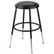 A National Public Seating black lab stool with chrome legs and a black seat.