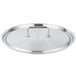 A Vollrath stainless steel pot lid with a loop handle.