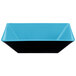 A blue and black square GET Brasilia melamine bowl.