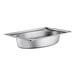 A stainless steel Vollrath Super Shape oval pan with a rectangular edge.