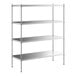 A Regency stainless steel wire shelving unit with four shelves.