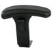 A close-up of a black Safco Uber adjustable T-pad armrest with a clip.