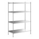 A Regency stainless steel wire shelving unit with four shelves.