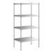 A Regency stainless steel wire shelving unit with four shelves.