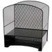 A black wire mesh desktop organizer with 3 sections.