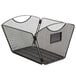 A black wire mesh Safco file storage box.