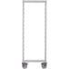 A white rectangular metal Camshelving® Premium mobile post kit with wheels.