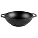 A black Lodge cast iron wok with handles.