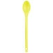 A yellow plastic spoon with a white handle.