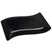 A black Fineline plastic plate with a curved edge.