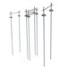 A long metal pole with a white background.