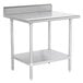 An Advance Tabco stainless steel work table with undershelf.