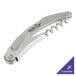 A silver Franmara curved stainless steel waiter's corkscrew with a silver handle.