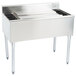 A stainless steel Eagle Group underbar ice bin on a counter.
