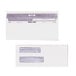 A box of Quality Park white check envelopes with 2 windows and a self-adhesive seal.