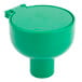 A green plastic T&S eyewash dustcover assembly with a lid and handle.