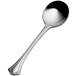 A close-up of a Bon Chef stainless steel bouillon spoon with a handle.