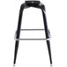 A black metal Lancaster Table & Seating bucket barstool frame.