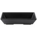 A black rectangular melamine ramekin with a rounded edge.