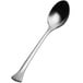 A silver Bon Chef demitasse spoon with a long handle.