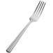 A close-up of a Bon Chef stainless steel dinner fork with a silver handle.
