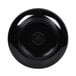 A black circular Elite Global Solutions melamine plate.