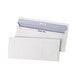 A close-up of a Quality Park white business envelope with a black border and self adhesive seal.