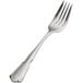 A close-up of a Bon Chef Sorento stainless steel salad/dessert fork with a silver handle.