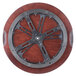 A Bon Chef cherry wood lazy susan turntable with metal spokes on a wood surface.
