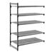 A five-tier vented shelving unit made of plastic, designed for storage and organization.