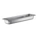 A Vollrath stainless steel rectangular steam table pan with a handle.