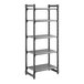 A gray, five-shelf vented plastic shelving unit designed for storage and organization.