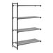 A black vented four-shelf add-on shelving unit.