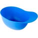 A blue plastic mini baseball helmet with a circle in the middle.