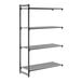 A black vented four-shelf add-on shelving unit.