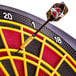 An Arachnid E520H electronic dartboard with a dart in the center.