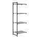 A black vented four-shelf add-on shelving unit.