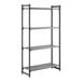 A four-shelf vented stationary shelving unit made of durable material, measuring 18 inches by 48 inches by 84 inches.