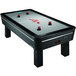 An Atomic air hockey table with red buttons.