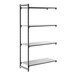 A four-shelf add-on shelving unit with a solid design and metal frame.
