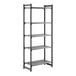 A tall, gray, five-shelf vented plastic shelving unit designed for storage.