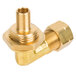 A brass rear orifice connector with a gold nut.