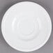 A Libbey Alpine White Porcelain Saucer with a circle in the center.