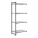 A four-shelf add-on shelving unit with a solid design, measuring 21 inches by 36 inches by 84 inches.